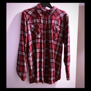 F21 red flannel button down